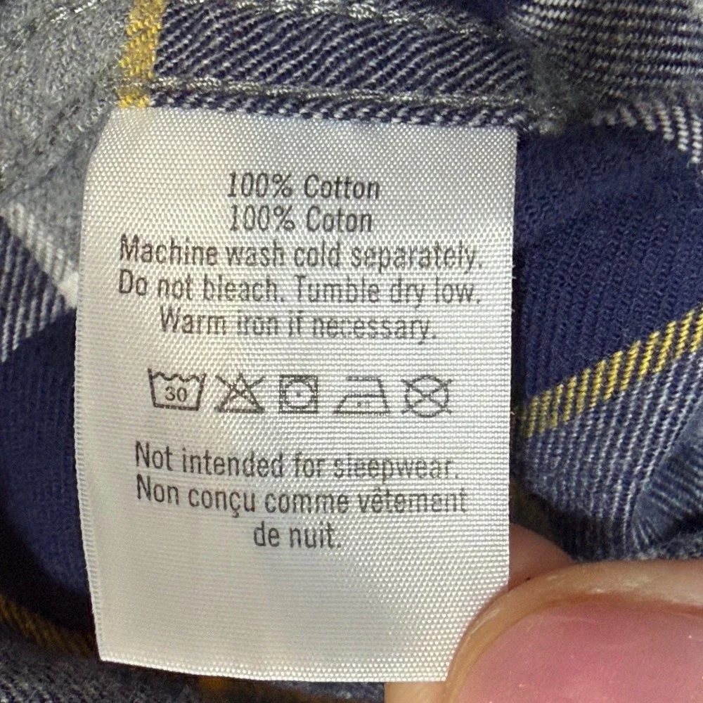 Janie and Jack Boys Navy Blue Grey Yellow Plaid Button Down Shirt Size 5